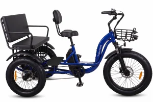 Trojan Family Fat Tyre Tricycle in blue with back seat for passengers